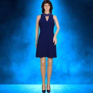 JUST …TAYLOR size 2 dark-blue sleeveless dress polyester/spandex hand wash